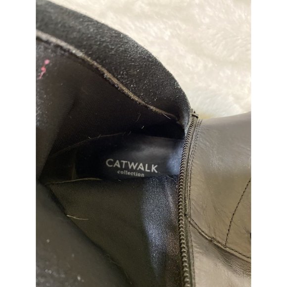 Catwalk Collection ladies mid calf boots Black Sz 7 Laces And Zippers Moto - Picture 7 of 8